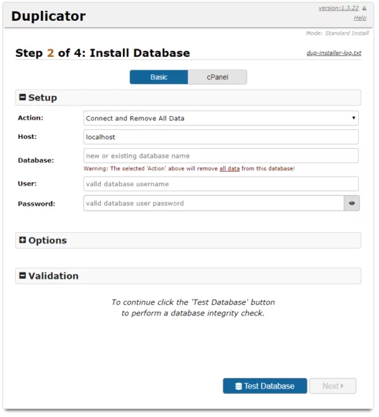 Hướng dẫn cài theme từ file duplicator bước 3