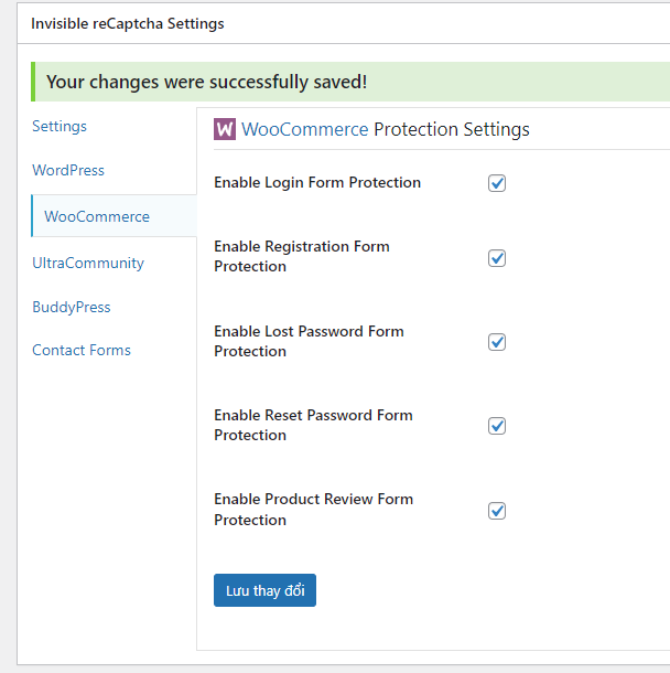 cấu hình recaptcha cho Woocommerce