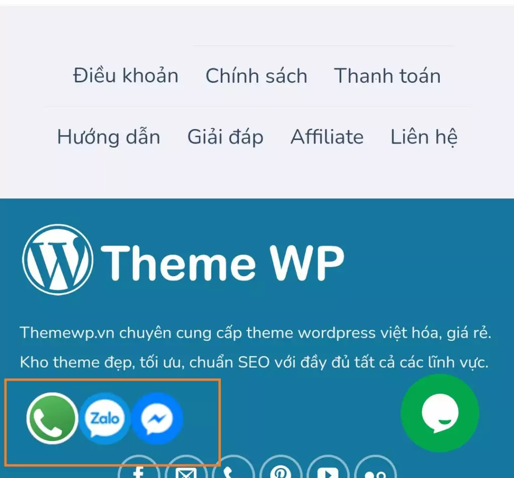 code nút chat trên điện thoại